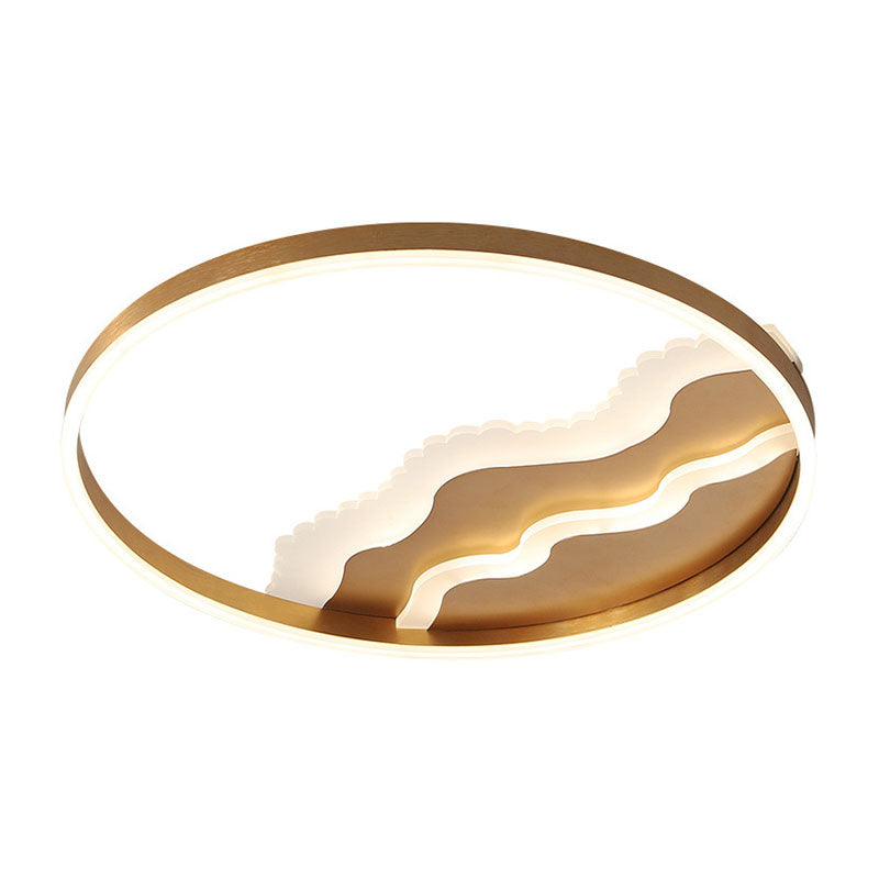 Minimalist Gold Metal LED Flush Mount Lighting for Bedroom