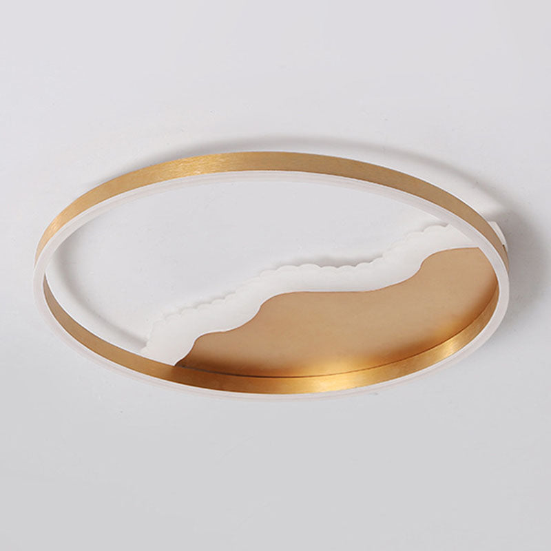 Minimalist Gold Metal LED Flush Mount Lighting for Bedroom