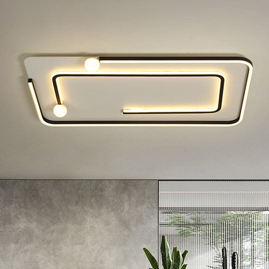 Modern Black LED Flush Mount Ceiling Light - Sleek Geometric Design, Ideal for Bedroom Spaces