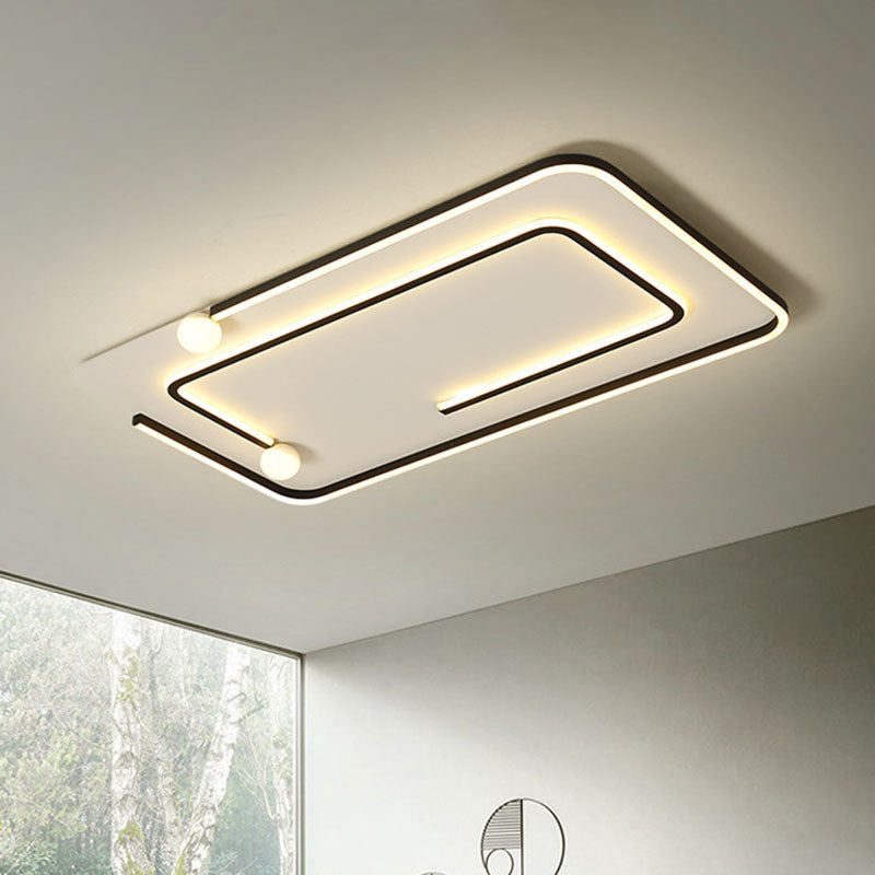 Modern Black Led Flush Mount Ceiling Light - Sleek Geometric Design Ideal For Bedroom Spaces