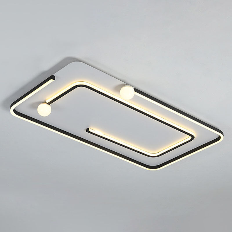 Modern Black Led Flush Mount Ceiling Light - Sleek Geometric Design Ideal For Bedroom Spaces