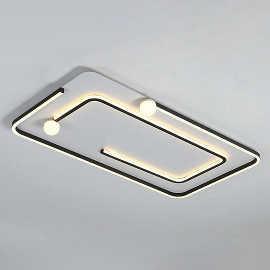 Modern Black Led Flush Mount Ceiling Light - Sleek Geometric Design Ideal For Bedroom Spaces