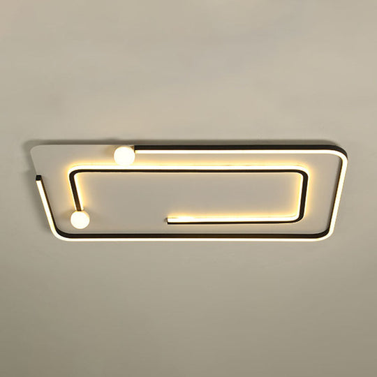 Modern Black LED Flush Mount Ceiling Light - Sleek Geometric Design, Ideal for Bedroom Spaces