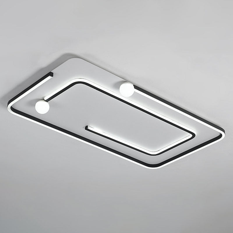 Modern Black Led Flush Mount Ceiling Light - Sleek Geometric Design Ideal For Bedroom Spaces / White