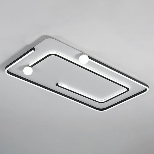 Modern Black Led Flush Mount Ceiling Light - Sleek Geometric Design Ideal For Bedroom Spaces / White