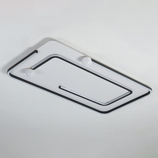 Modern Black LED Flush Mount Ceiling Light - Sleek Geometric Design, Ideal for Bedroom Spaces