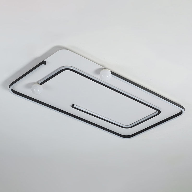 Modern Black Led Flush Mount Ceiling Light - Sleek Geometric Design Ideal For Bedroom Spaces