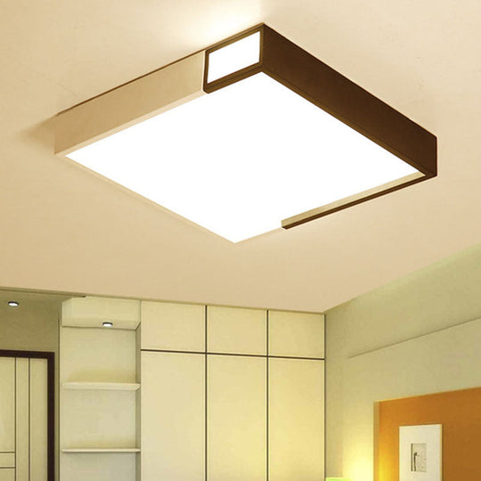 LED Flush Mount Light in Simple Metal Black and White Quadrilateral Design