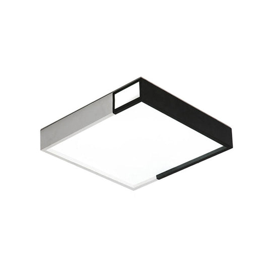 LED Flush Mount Light in Simple Metal Black and White Quadrilateral Design