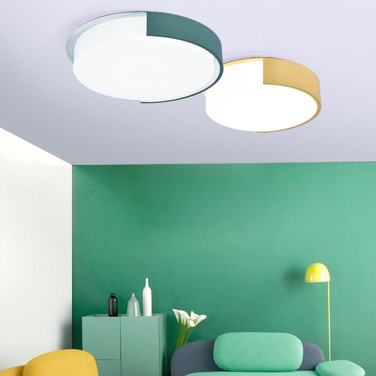 Nordic Round Flush Mount Acrylic LED Ceiling Lamp for Office – Candy Colored