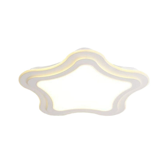 Sleek Star LED Flush Mount Ceiling Light for Bedroom - Simplicity Acrylic Design in White