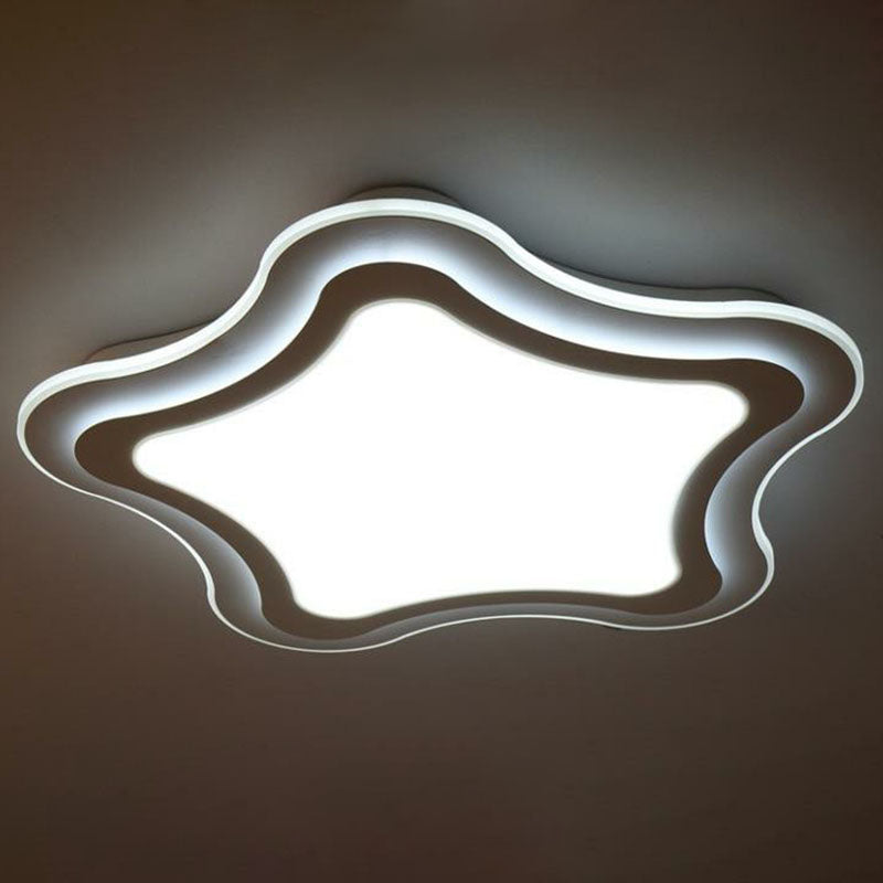 Sleek Star LED Flush Mount Ceiling Light for Bedroom - Simplicity Acrylic Design in White