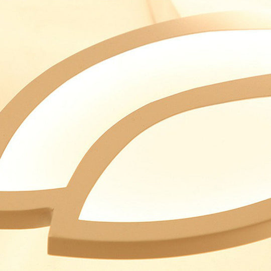 Artistic White LED Semi Flush Ceiling Light with Acrylic Leaf Design for Living Room