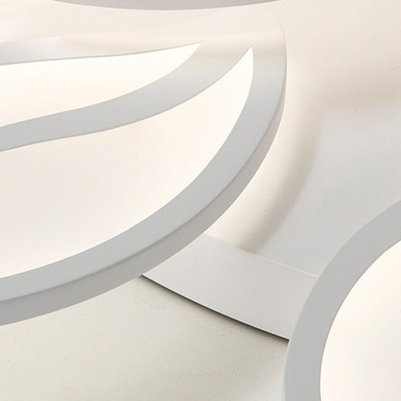 Artistic White LED Semi Flush Ceiling Light with Acrylic Leaf Design for Living Room