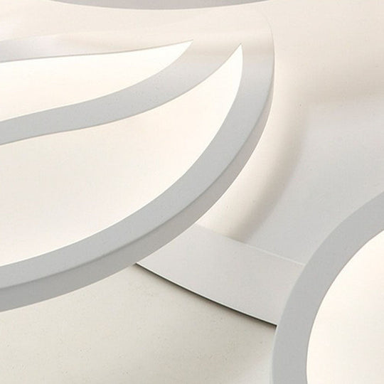 Artistic White Led Semi Flush Ceiling Light With Acrylic Leaf Design For Living Room