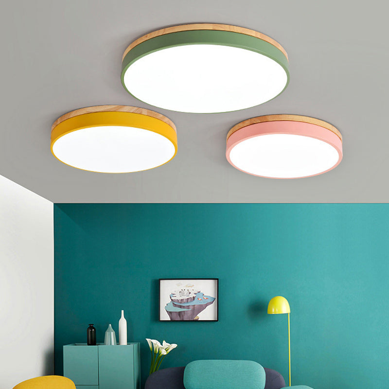 Macaron Loft Acrylic Ceiling Lamp: Candy-Colored Slim Circle Light for Child Bedroom