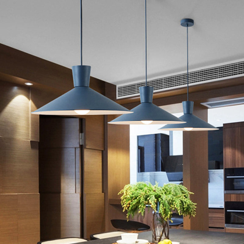 Nordic Iron Flared Pendant Ceiling Light - Pink/Yellow/Blue 1 Hanging Fixture For Living Room