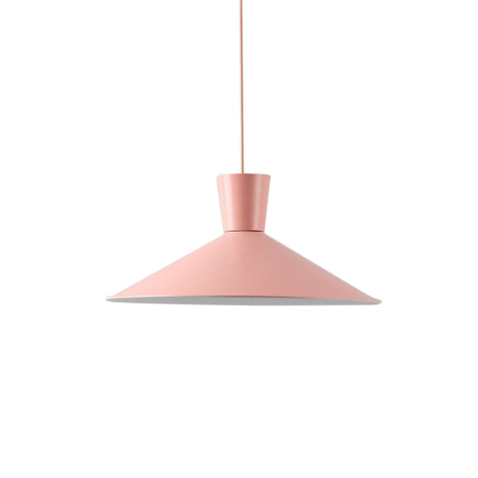 Nordic Style Iron Pendant Ceiling Light - Pink/Yellow/Blue Flared Design, Perfect for Living Room