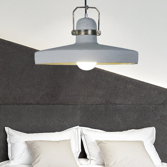 Lampe suspendue antique en ciment et métal : lampe suspendue grise à 1 ampoule pour restaurants