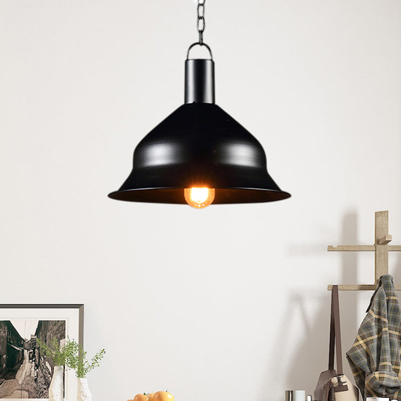 Barn Dining Room Hanging Light Kit - Industrial Metal Pendant Lighting (1-Light Black/Red/Yellow)