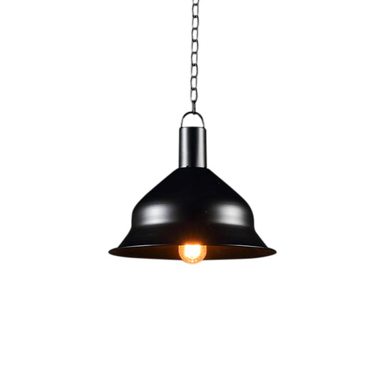Industrial Metal Pendant Light Kit - Barn Dining Room - 1 Light - Black/Red/Yellow