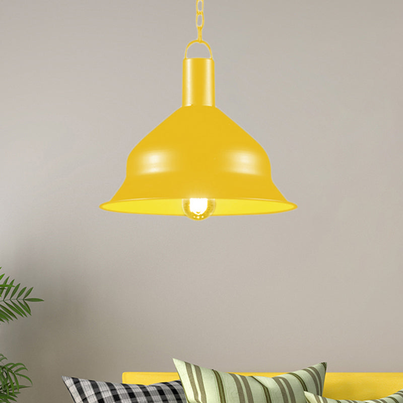 Barn Dining Room Hanging Light Kit - Industrial Metal Pendant Lighting (1-Light Black/Red/Yellow)