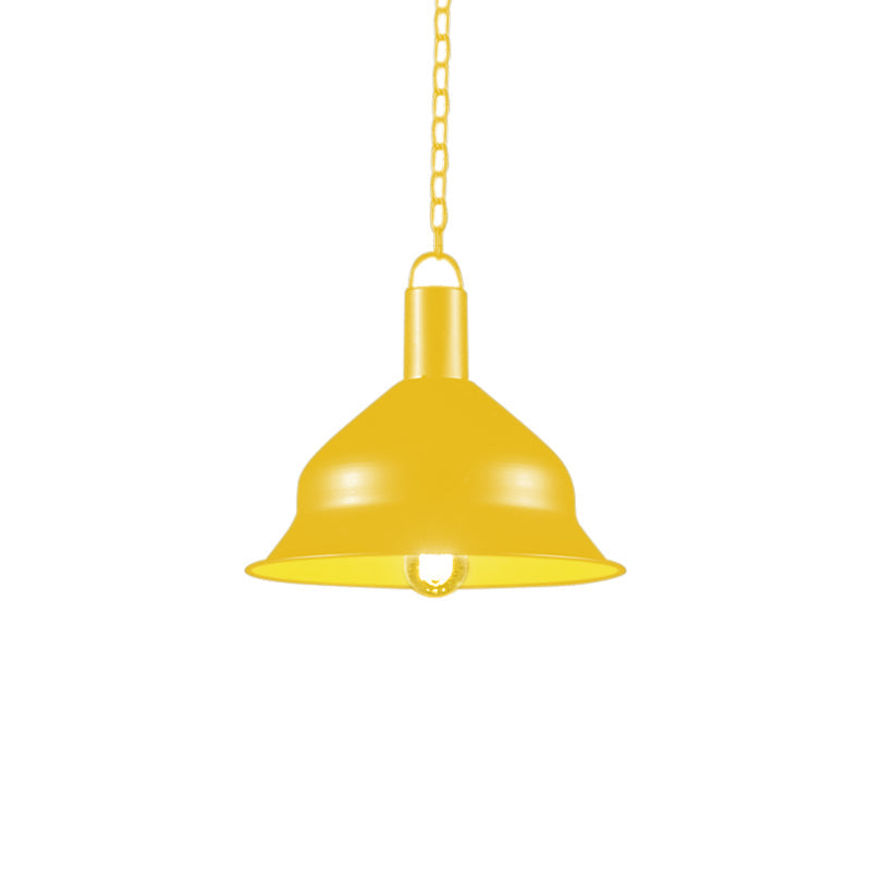 Industrial Metal Pendant Light Kit - Barn Dining Room - 1 Light - Black/Red/Yellow