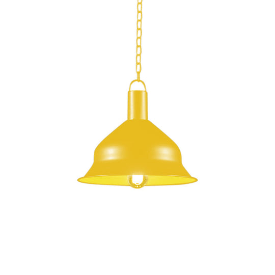 Barn Dining Room Hanging Light Kit - Industrial Metal Pendant Lighting (1-Light Black/Red/Yellow)