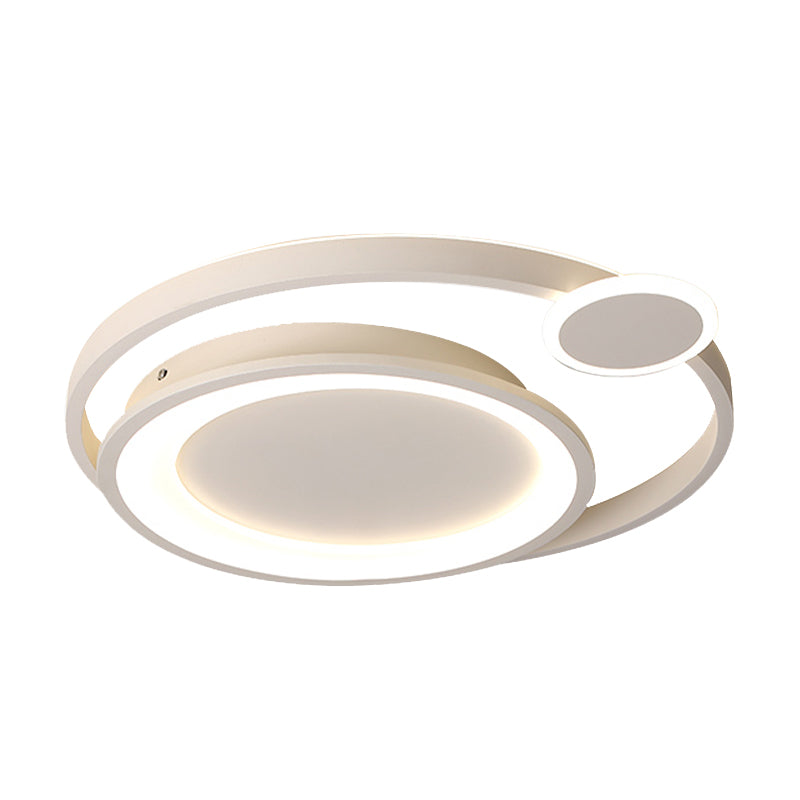 Plafonnier LED en métal nordique en noir/blanc avec design à orbite large - 15"/18"/21,5" blanc chaud