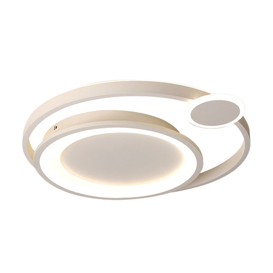Plafonnier LED en métal nordique en noir/blanc avec design à orbite large - 15"/18"/21,5" blanc chaud