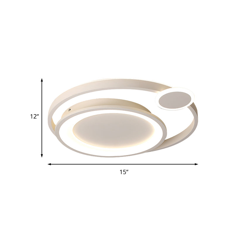 Plafonnier LED en métal nordique en noir/blanc avec design à orbite large - 15"/18"/21,5" blanc chaud