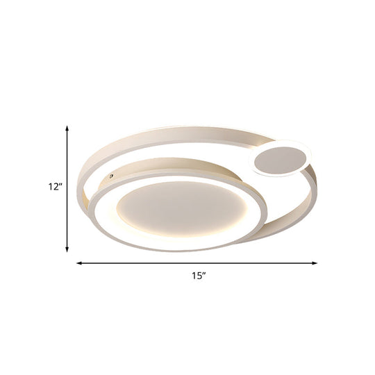 Plafonnier LED en métal nordique en noir/blanc avec design à orbite large - 15"/18"/21,5" blanc chaud