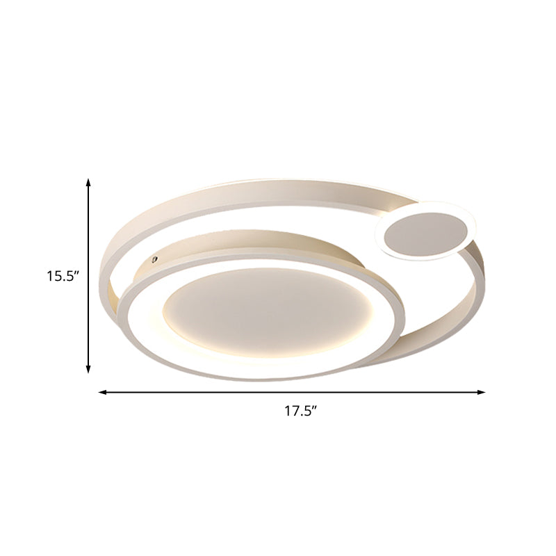 Plafonnier LED en métal nordique en noir/blanc avec design à orbite large - 15"/18"/21,5" blanc chaud