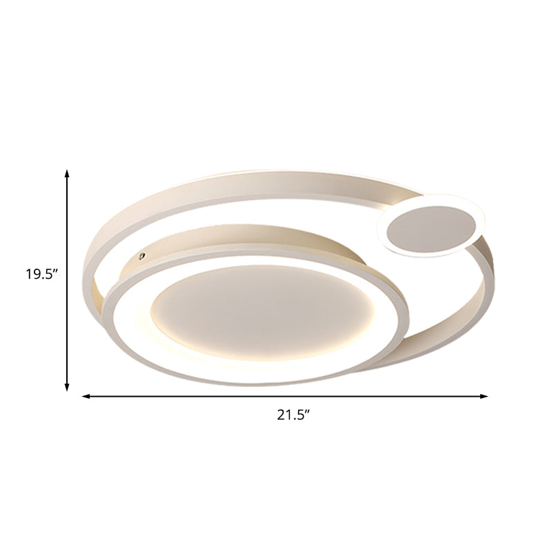 Plafonnier LED en métal nordique en noir/blanc avec design à orbite large - 15"/18"/21,5" blanc chaud