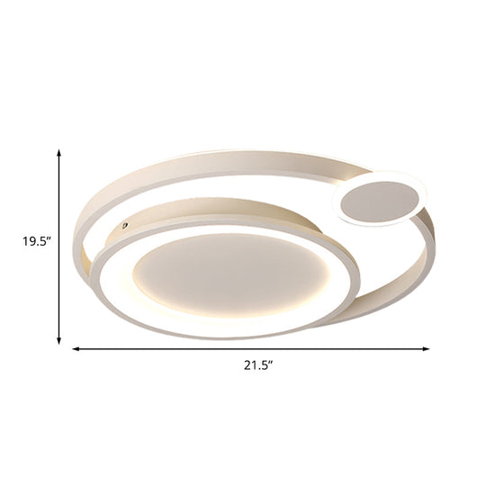 Plafonnier LED en métal nordique en noir/blanc avec design à orbite large - 15"/18"/21,5" blanc chaud