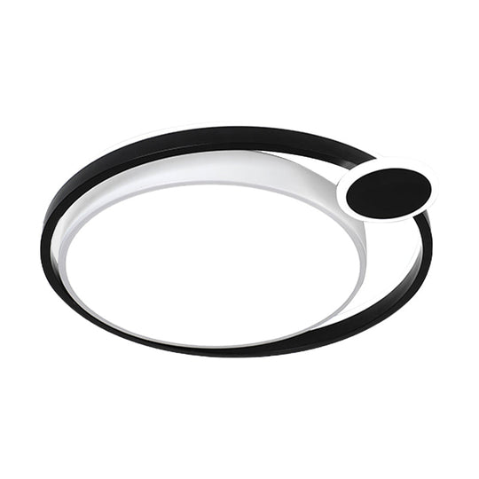 Nordic Metal Led Flush Mount Ceiling Lamp For Bedroom - 15/18/21.5 Black/White & Warm/White