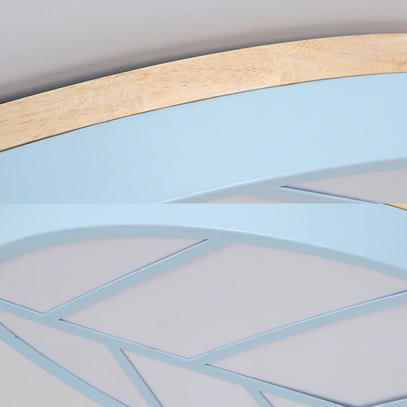 Modern Flush Mount Leaf Ceiling Lamp for Child's Bedroom with Undertint Finish