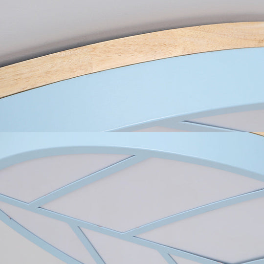 Modern Flush Mount Leaf Ceiling Lamp for Child's Bedroom with Undertint Finish