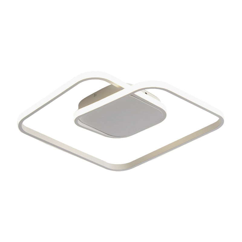 Modern LED Square Flush Ceiling Light in White/Black/Gold for Bedroom, Acrylic Design, Warm/White