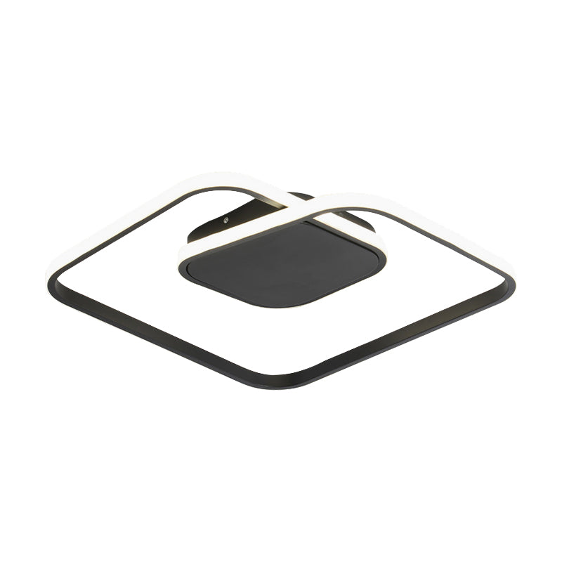 Modern LED Square Flush Ceiling Light in White/Black/Gold for Bedroom, Acrylic Design, Warm/White