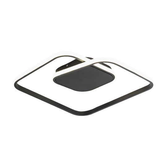 Modern LED Square Flush Ceiling Light in White/Black/Gold for Bedroom, Acrylic Design, Warm/White