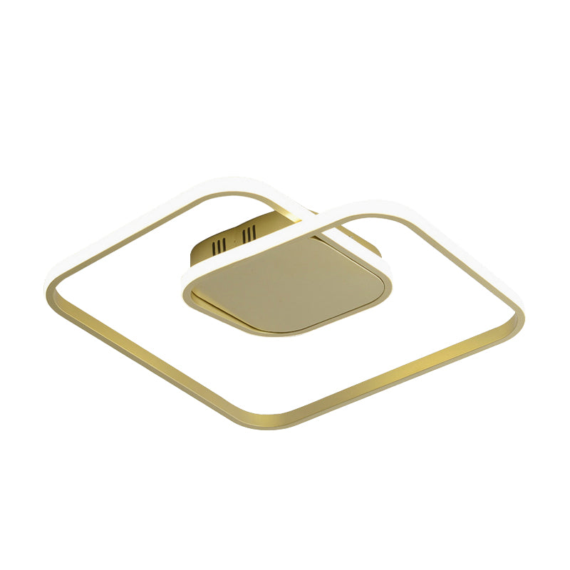 Modern LED Square Flush Ceiling Light in White/Black/Gold for Bedroom, Acrylic Design, Warm/White