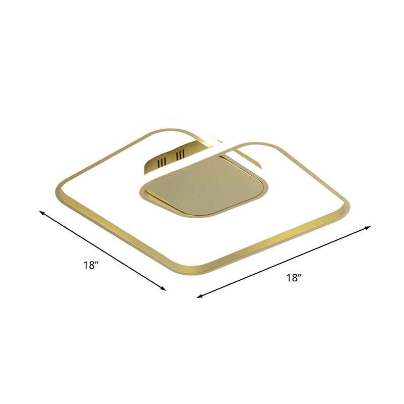 Modern LED Square Flush Ceiling Light in White/Black/Gold for Bedroom, Acrylic Design, Warm/White