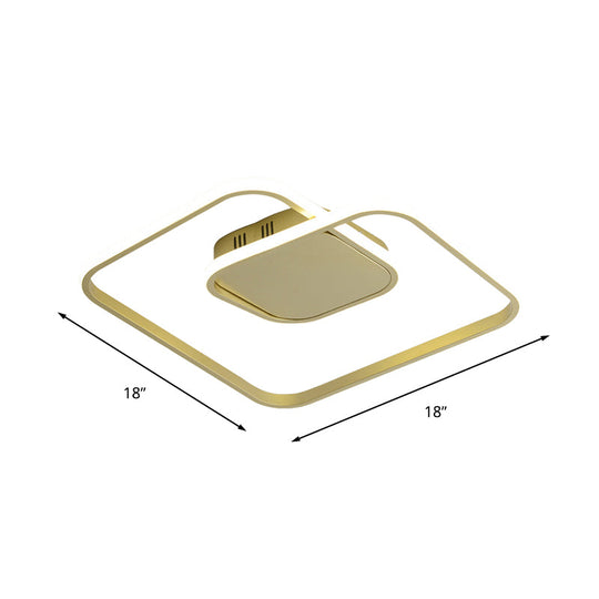 Modern Led Square Flush Ceiling Light In White/Black/Gold For Bedroom Acrylic Design Warm/White