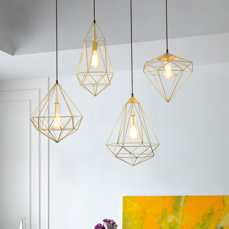 Antique Gemstone Iron Pendant Light - Elegant 1-Light Fixture For Dining Room