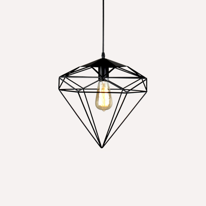 Antique Gemstone Iron Pendant Light - Elegant 1-Light Fixture For Dining Room Black / A