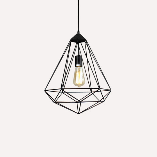 Antique Gemstone Iron Pendant Light – 1-Light Dining Room Hanging Fixture