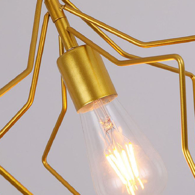 Antique Gold Star Cage Pendant Light for Dining Room - 1-Light Hanging Fixture