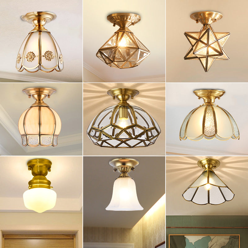 Brass Scallop Semi Flush Mount Ceiling Light