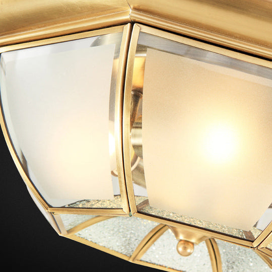 Gold Frost Glass Flush Mount Ceiling Light with Simplicity Polyhedron Design